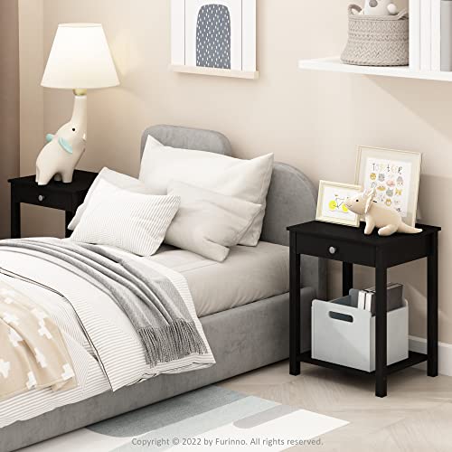 Image of Furinno Classic Side Table with Drawer, 2 Pack, Americano