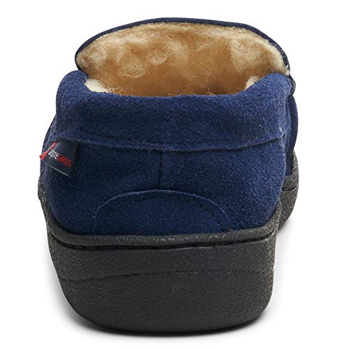 Image of Alpine Swiss Men's Moccasin Slippers Genuine Suede Slip-On House Shoes Memory Foam Insoles Plush Faux Shearling Lining Comfortable Indoor Outdoor Slipper with Anti-Slip Rubber Sole