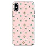 Movilshop Funda para [ iPhone X - XS ] Dibujo Auténtico [ Ojo de Hamsa Colores Pastel ] de Silicona Flexible Transparente Carcasa Case Cover Gel para Smartphone.