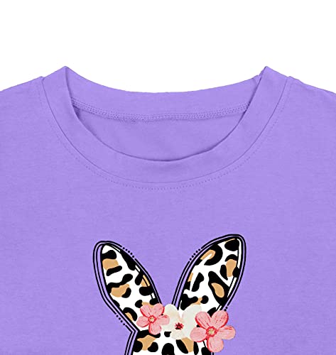 Image of LAZYCHILD Kids Easter Shirt Girls Happy Easter Shirts Rabbit Graphic Long Sleeve Striped Tee Tops 5-14 Years