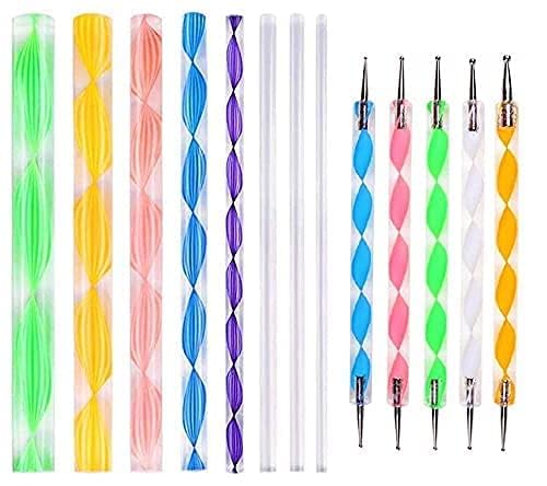 Evaluemart 13 Pieces Mandala Rock Dotting Tools Nail Art Painting Tools Set | 8 Sizes Flat Head Multicolor Acrylic Dotting Rods and 5 Pieces Multi Color Stylus Pens for DIY-image-46
