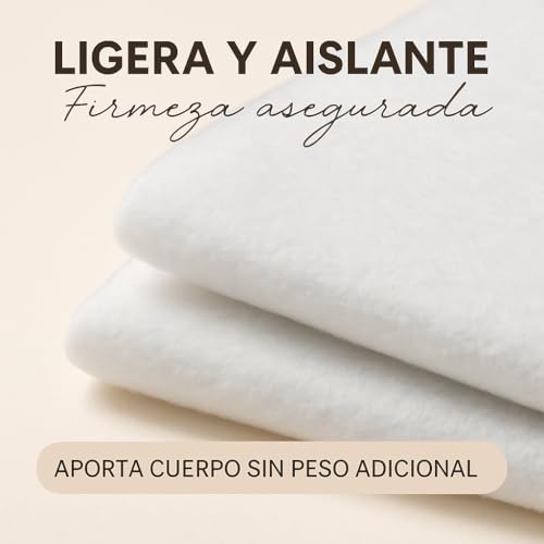 Guata para Acolchar por Metros (180 g/m² – 160 cm Ancho), Relleno de Microfibra Suave y Fino, Ideal para Manualidades, Peluches, Cojines, Almohadas y Edredones.