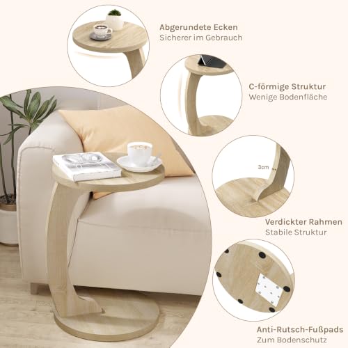 WOLTU Beistelltisch Couch, Couchtisch rund, Sofatisch Kaffeetisch – Ansicht 6