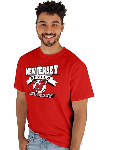 New Jersey Devils NHL Officially Licensed T-Shirt Retro 90's Hockey Team Color, Large