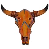 Farbe: Mehrfarbig Isideco Indianisch verzierter Western Bisonschädel