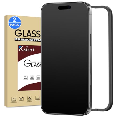 Ksleri 2 Pack Matte Glass Screen Protector for iPhone 16 Pro/iPhone 17 6.3-inch with Easy Installation Frame Anti-Glare Anti-Fingerprint No Dazzling 9H Tempered Glass Film