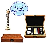 MNYR Bird On Branch Decorative Luxury Wood Box Red Brass Metal Wedding Invitations Gift Cards Paper Stationary Envelope Seal Custom Wax Seal Sealing Stamp Wax Sticks Spoon Wood Gift Box Kit