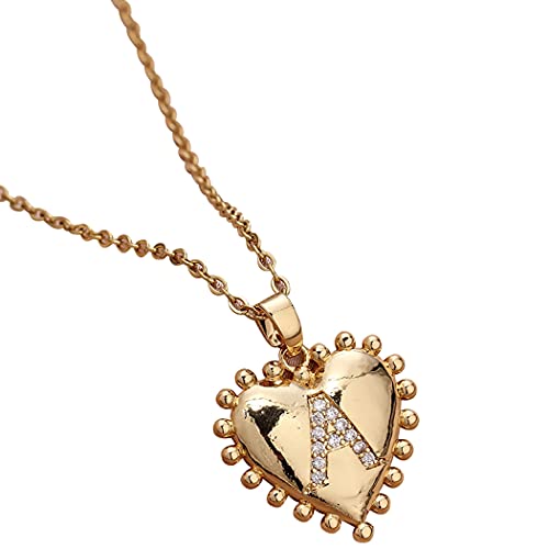 SalLady Halskette mit Buchstaben-Anhänger, verstellbar, personalisierbar, Herzform, Metall, Initialen-Halskette, Schlüsselbein-Anhänger, Unisex Cover