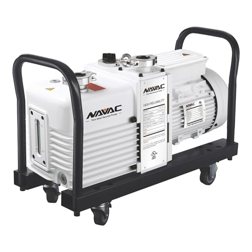 NAVAC NRD16T Industrial Vacuum Pump for Heavy Commercial and Industrial Applications | 12 CFM, 3 Microns | High-Performance Oil Mist Filter and Carry Cart Included | 1 Year Warranty