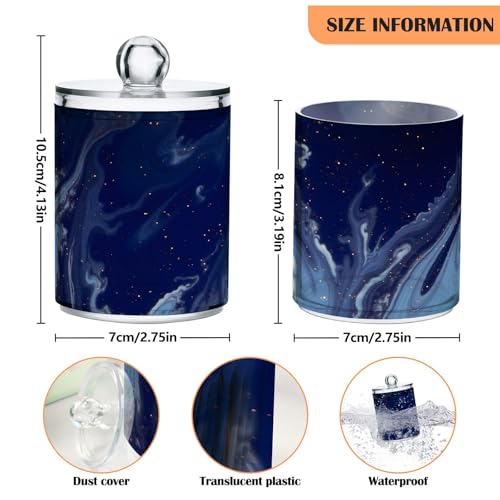 Boîtes de rangement pour cotons-tiges Qtip (Lot de 4) en bleu marine élégant