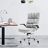 SP Velvet Office Chair Adjustable Tilt Angle and Flip-up Arms Executive Computer Desk Chair, Thick Padding for Comfort and Ergonomic Design for Lumbar Support (3288GY)