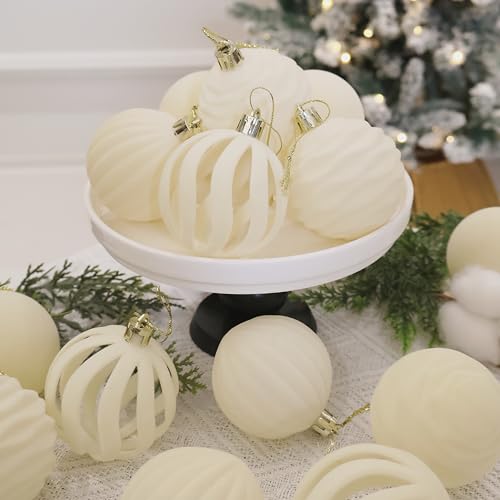 Image of 6inch Big Velvet Christmas Ornaments for Xmas Trees, 2 pcs Flocked Christmas Balls Sets for Holiday Decor