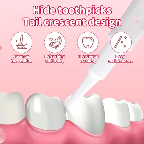 JOAASU 12 Packungen 5-in-1 Mini-Zahnbürste & Zahnseide & Zungenschaber & Zahnstocher Set, Mini-Zahnbürste 5-in-1-Werkzeug, Einweg-Zahnbürsten mit Zahnpasta, 4 Geschmacksrichtungen für Reisen – Bild 6