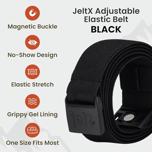 Image of JeltX Adjustable Elastic Belts for Men and Women, Non-Slip Stretch Belt with Magnetic Belt Buckle and Grippy Gel