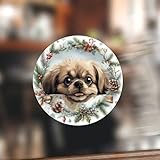 Swavecat Lot de 100 autocollants ronds en vinyle pour enveloppe, motif chien pékinois et chiot pékinois - Pour cartes, boîtes cadeaux, enveloppes - 7,6 cm