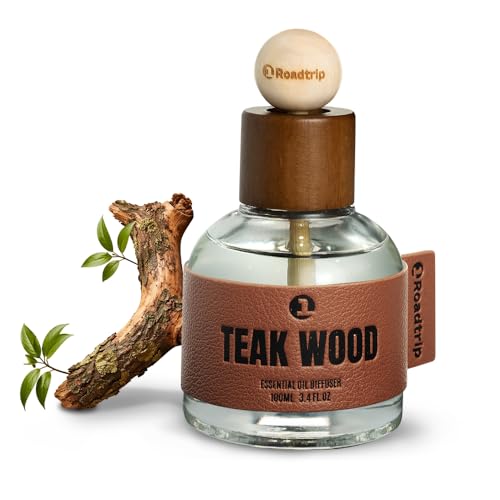1Roadtrip Car Air Freshener - Long Lasting Essential Oil Diffuser - Aromatherapy Accessories for Men & Women -Teakwood Car Scent Diffuser 3.38 FL OZ/100ML
