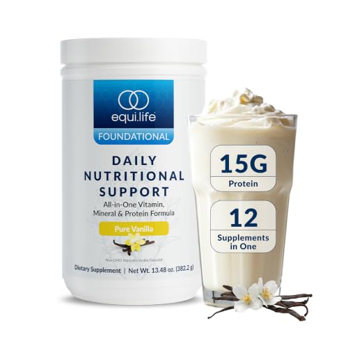 Equilife Daily Nutritional Support All-in-One Multivitamin Powder 15G Plant Protein Supports Wellness Including Energy Digestion & Detoxification Pure Vanilla Flavor 14 Serving Bottle