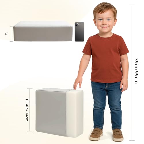 Image of Eiury Booster Seat for Kitchen Chair, Toddler Booster Seat for Dining Table, Waterproof PU Leather Kids Seat Cushion with Adjustable Straps, Non-Slip Bottom, Wipeable Seat Pad,Light Gray