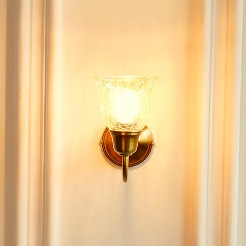 Image of Divine Trends Wall Lamp /Wall Light Antique Brass Finish with Cup Glass Crackled Golden Luster for Living Room, Bedroom, Home Decoration Pack of 1