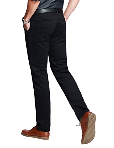 Match Mens Slim Tapered Flat Front Casual Pants (34, Black)2