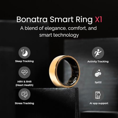 Image of Smart Ring X1 | Sleep Score | Readiness Score | HRV | Heart Rate Monitor | SPO2 | Waterproof IP68 | Fitness Tracker | Health Tracker | Rose Gold | Size US 7