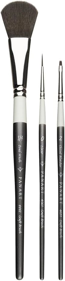 Pan Art Synthetic Brush Set No.00-04 - All-Round - Ideal for Painting & Detailing - 3 Piece Set, Grey