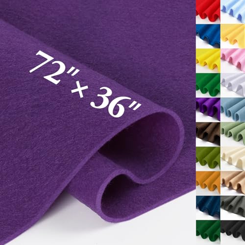 MITINU Purple Fabric Sheet 72 X 36 1.4mm Thick Large Soft Durable Flexible Craft Felt by The Yard Nonwoven Fabric for DIY Sewing Arts and Crafts Decoration Projects