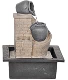 Dehner Zimmerbrunnen Tatil mit LED Beleuchtung, ca. 26 x 21 x 18.3 cm, Polyresin, grau/beige