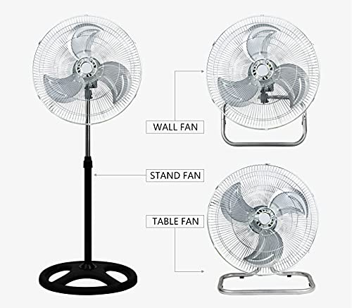 Primetrendz 3 In 1 (Stand + Desk + Wall Fan) High Velocity 18 Inch Industrial Grade Floor Stand Mount Oscillating Blower Fan #TOP3
