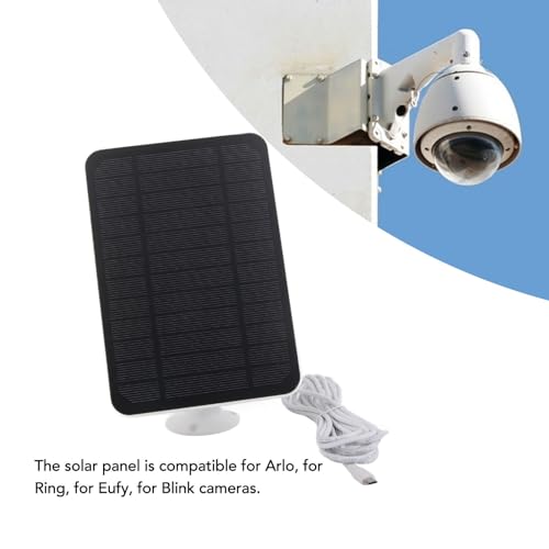 Security Camera Solar Panel, 4W 5V Solar Panel Security Camera IP65 Waterproof Solar Charger with 360 Degree Adjustable Bracket for, Cameras (White)