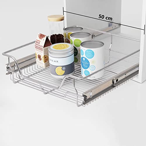 Cestas de alambre de cierre suave extraíbles, organizador de armario de cocina que ahorra espacio para un almacenamiento eficiente y fácil acceso, perfecto para ollas, sartenes y artículos de despensa