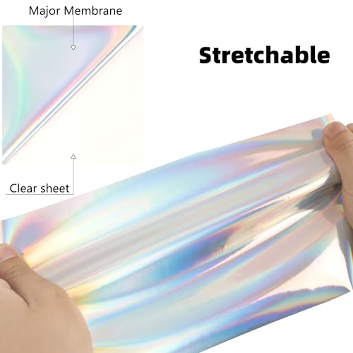 Image of FUNKAKA Heat Transfer Vinyl Rainbow PU Soft Metal HTV Rolls, 12 inch x 9ft | Iron on Vinyl for T-Shirts, Stretchy Thin HTV Vinyl for All Cutter Machines Easy to Cut & Weed for Heat Transfer Design