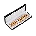 AIVN Natural Handcrafted Bamboo Fountain Pen and Ball Point Pen Duo Gift Set for Signature Calligraphy
