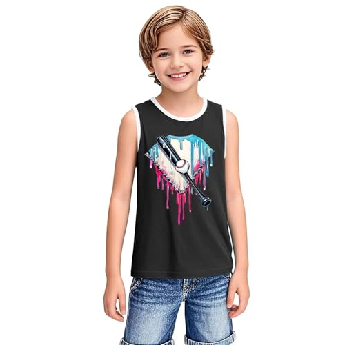 wodceeke Toddler Boys Girls Tank Tops Baseball Printed Sleeveless Shirts Kids Summer Casual Workout Sports Vest4