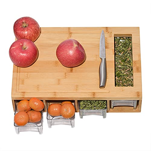 TOMYEUS Tabla de Cortar Tablero de Corte con cajones de bandejas Que esperan Tablero con Alimentos Abiertos de bistetón de Pan for Cortar Frutas de Verduras Tabla de Cortar de Cocina