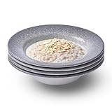 Classic Mist Design: Features a wide and narrow grey mist around the rim of each white oatmeal bowl, bringing a touch of traditional style that complements both modern and classic decors. Ideal for layered table settings. Set of 4 Bowls: This bowl se...