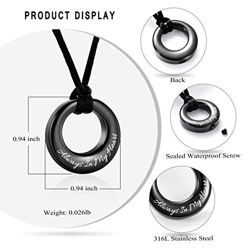 Hearbeingt Cremation Jewelry Urn Necklace for Ashes for Women Men, Circle of Life Eternity Memorial Pendant Ash Jewelry(Customize) - Thumbnail 3