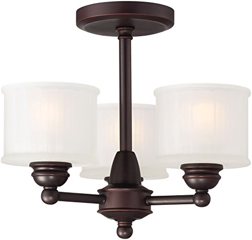 Best Cyber Deals 🔥 Minka Lavery Semi Flush Mount Ceiling Light 1730 Series 1738-167 3 Light 180 watt (13H x 16W) Glass Bronze