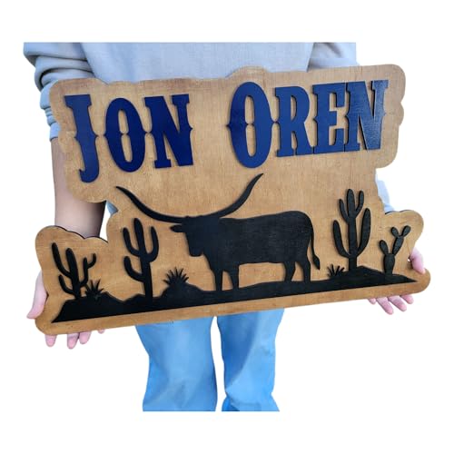 Western Custom Name signs, longhorn baby name sign, cattle wood