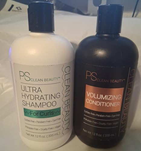 New ! 2 X 12 Fl oz PS Clean Beauty Conditioner and Ultra Hydrating Shampoo for Curl
