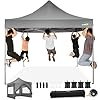 Cobizi 10×10 pop up canopy tent with 4 sidewalls commercial heavy duty canopy upf 50 all weather waterproof outdoor canopy wedding tents for parties gazebo with roller bag grey windproof upgraded  urban country home decor