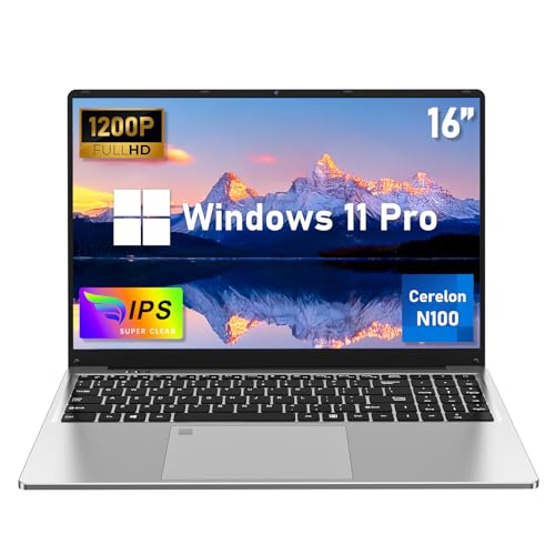 NIAKUN 16 Pulgadas Ordenador Portatil Laptop, RAM 16GB+SSD 512GB N100 Processor(hasta 3,4 GHz) Notebook FHD1920x1200P, Teclado Retroiluminado