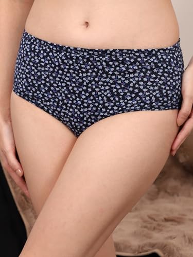 Image of Shasmi Women's High Coverage Cotton Hipster Panties | Super Combed Mid Rise Briefs | Mid Waist Printed Underwear for Women | Soft Breathable Everyday Comfort Innerwear (Pack of 3)