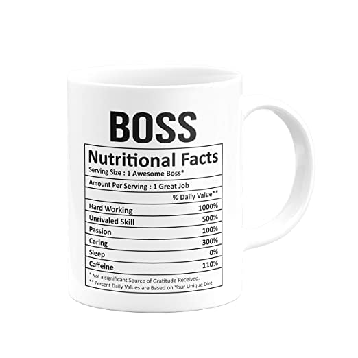 CC ENTERPRISES Boss Nutritional Facts Ceramic Coffee Mug