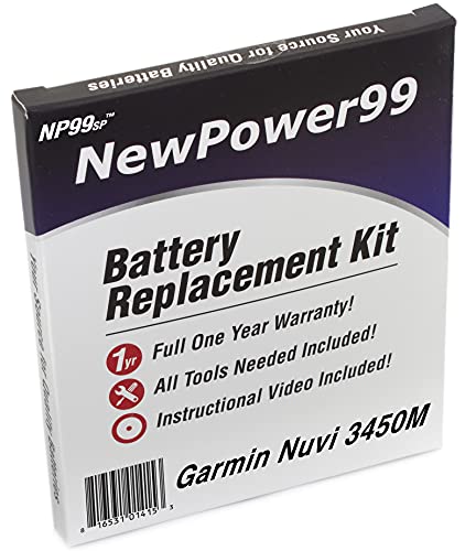 NewPower99 Battery Replacement Kit for Garmin Nuvi 3490 with Tools, How-to Video and Long Lasting Battery