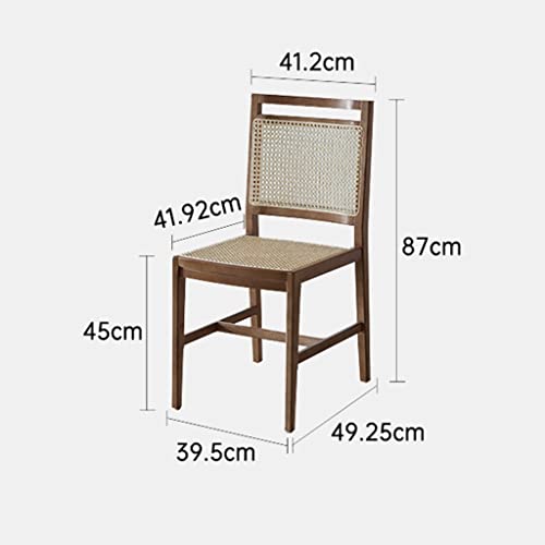 Solid Wood Dining Chairs, Backrest Rattan Dining Chairs, Minimalist Home Lounge Seat, Comfort Kitchen Stool, For Dining Room Patio Restaurant (Color : Walnut, Size : 39.5 * 49.25 * 87Cm) #TOP2