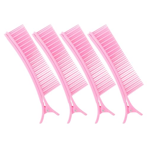 FRCOLOR 4 Piezas Clip de partición para peluquería peine fijador de acabado de cabello pinzas para el cabello para peinar seccionamiento clips de agarre para seccionamiento de cabello rosa