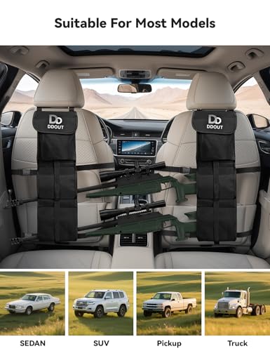 DDOUT Seat Back Gun Rack for Truck, Black Back Seat Gun Holder with Textured Webbing, 900D Rifle Holder for Hunting Shotguns, Tactical Truck Gun Rack Behind Seat, 2 Pack, Hunting Gifts for Men - Thumbnail 6