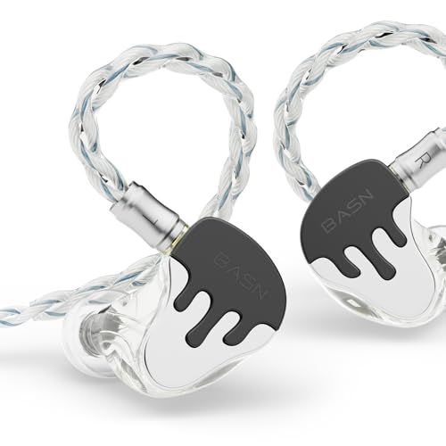 BASN BmasterX in Ear Audio Monitor, Hybrid 6 Drivers IEM Earphones with Crystal Clear Sound, Detachable Cable Plus Carrying Case Fit Kit for Musician, Stage, Studio (3.5mm & 4.4mm Jack, Black/White)