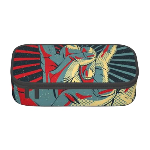 Image of kkvhhyuo Large Capacity Pencil Case with Compartments, Big Rock and roll Print Pencil Bag Portable Pencil Bag Pen Pouch Organizer for Boys Girls Teen College Students School Adults